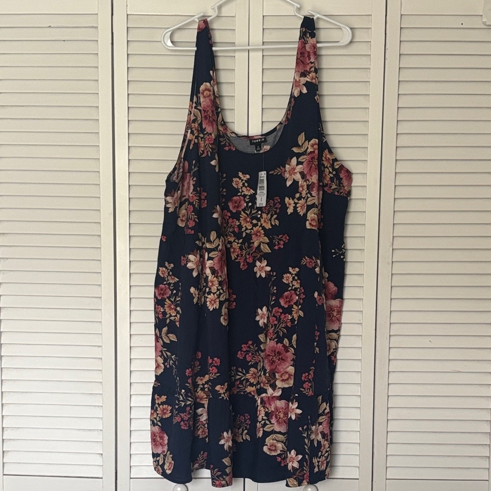Torrid Navy and Pink Floral Mini Dress